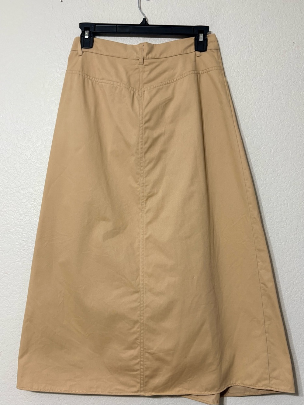 COS Asymmetric Cross Over Tan Cotton Midi Skirt Pockets 4 - Picture 4 of 12